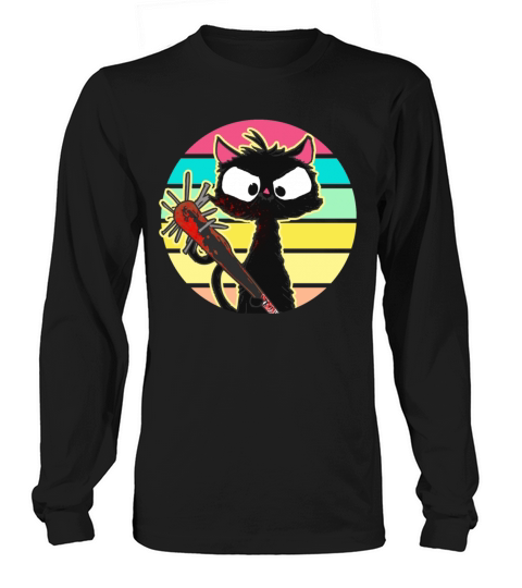 Halloween Retro Cat Vintage Cat Long sleeved Unisex