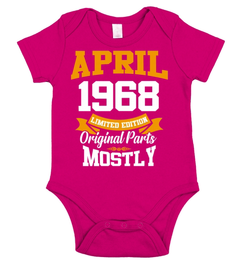 April 1968 Vintage Birthday Present Short Sleeve Baby One-Piece
