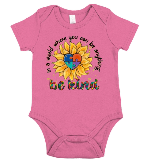 Be Kind Sunflower Autism Awareness Short Sleeve Baby One-Piece