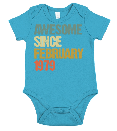 Groovy Retro Awesome Since February 1979 Short Sleeve Baby One-Piece