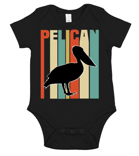Pelican Brown Black Bird Retro Vintage Pelicans Short Sleeve Baby One-Piece