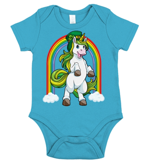 Unicorn Leprechaun Lepricorn Funny St Patricks Day Short Sleeve Baby One-Piece