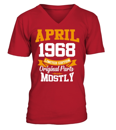 April 1968 Vintage Birthday Present V-Neck T-shirt