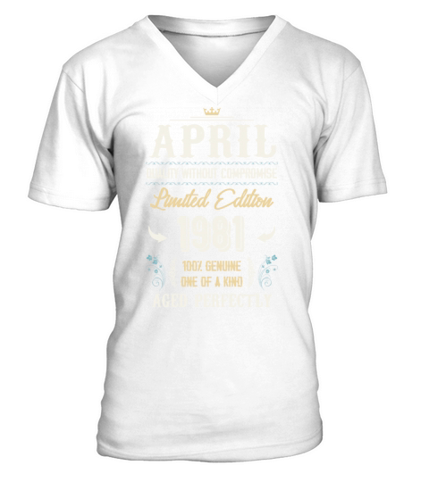 April 1981 Vintage Birthday Present V-Neck T-shirt