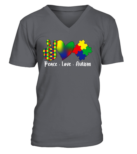 Autism Awareness Peace Love Autism V-Neck T-shirt