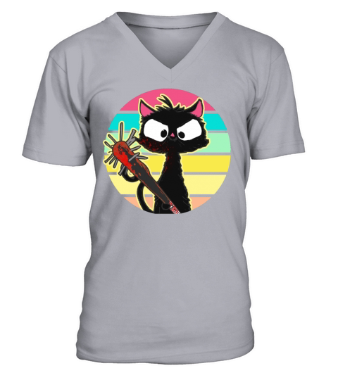 Halloween Retro Cat Vintage Cat V-Neck T-shirt