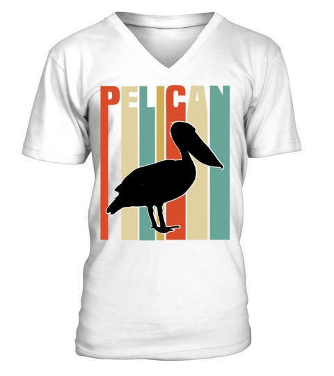Pelican Brown Black Bird Retro Vintage Pelicans V-Neck T-shirt