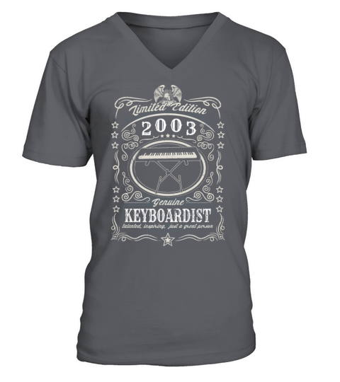 Vintage 2003 Keyboardist Birthday Gift Keyboard V-Neck T-shirt
