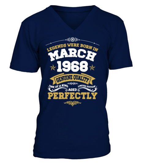 Vintage Aged To Perfection March 1968 V-Neck T-shirt