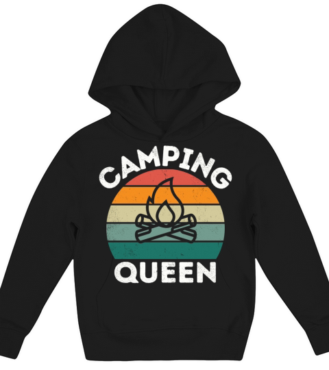 Camping Queen vintage retro distressed colorful Kids Hoodie