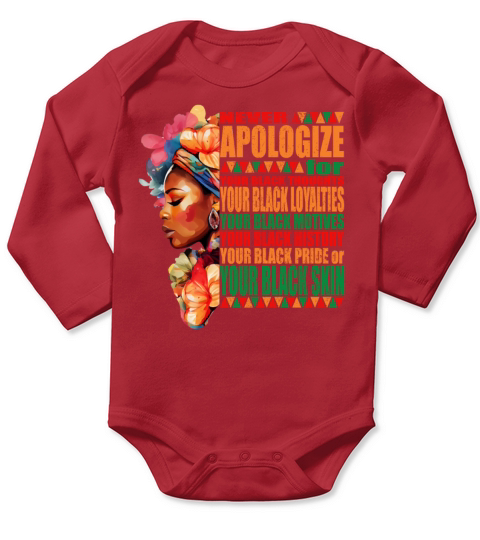 Black Color Pride Black History Month Long Sleeve Baby One-Piece