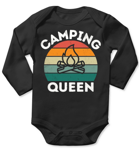 Camping Queen vintage retro distressed colorful Long Sleeve Baby One-Piece