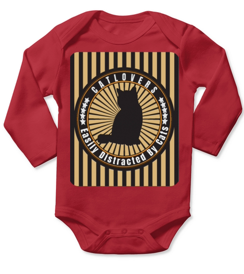 Easily Distracted By Cats T-shirt Long Sleeve Baby One-Piece