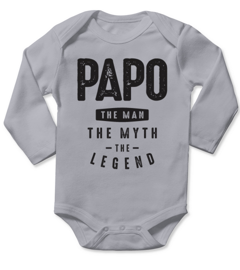 Papo The Man The Myth The Legend - Grandpa Long Sleeve Baby One-Piece
