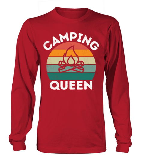 Camping Queen vintage retro distressed colorful Long sleeved Unisex
