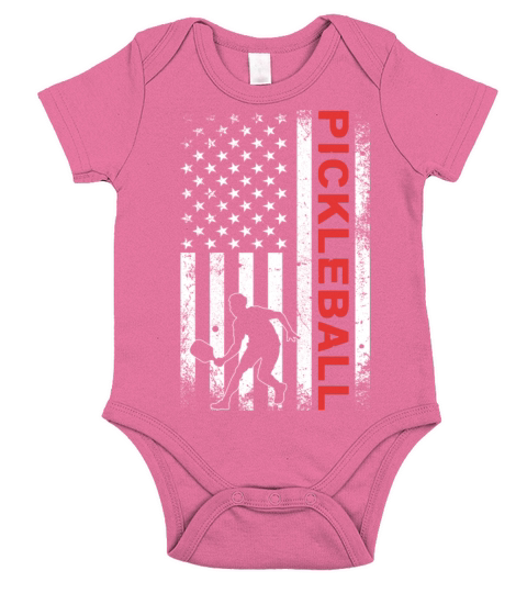 American Flag Pickleball T-Shirt Short Sleeve Baby One-Piece
