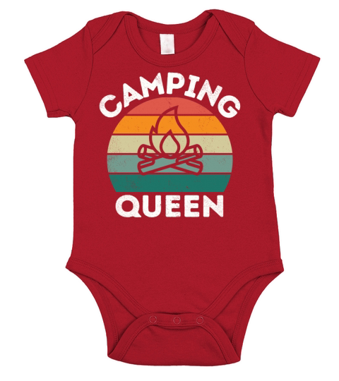 Camping Queen vintage retro distressed colorful Short Sleeve Baby One-Piece