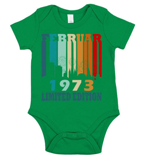 February 1973 vintage anniversary retro gift Short Sleeve Baby One-Piece