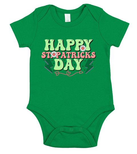 Happy St Patricks Day Short Sleeve Baby One-Piece