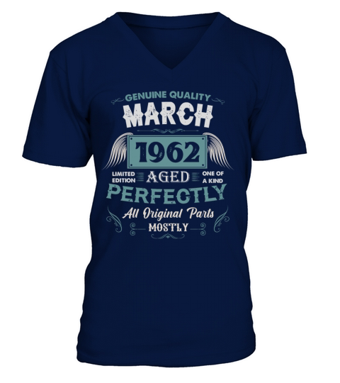 March 1962 Vintage Birthday Present V-Neck T-shirt