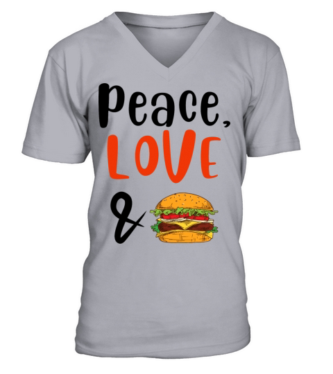 Peace Love and Burgers V-Neck T-shirt