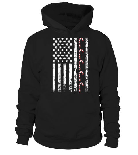 American Christmas Vintage Flag Cane Candy Xmas Hoodie Unisex