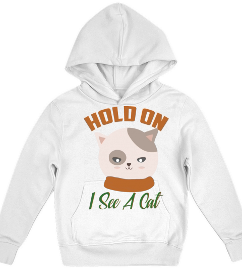 Hold On I See A Cat Vintage Cat Mom Kitten Kids Hoodie