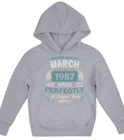 March 1987 Vintage Birthday Present Kids Hoodie