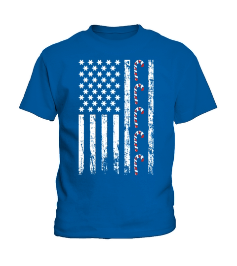 American Christmas Vintage Flag Cane Candy Xmas Kids T-Shirt
