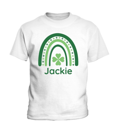 Jackie Clover Charm Boho Rainbow Kids T-Shirt