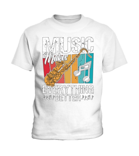 Saxophone Music Makes Everything Retro Instrument Kids T-Shirt