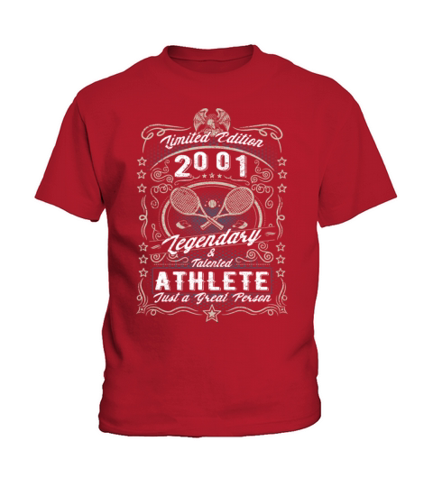 Vintage 2001 Tennis Birthday Gift Sport Hobby Kids T-Shirt
