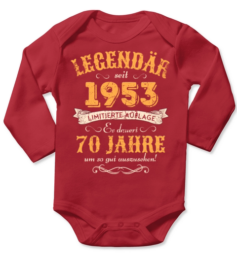 70th Birthday Vintage 1953 Long Sleeve Baby One-Piece