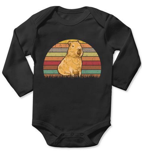 Capybara Retro Vintage Long Sleeve Baby One-Piece