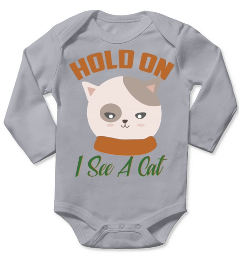 Hold On I See A Cat Vintage Cat Mom Kitten Long Sleeve Baby One-Piece