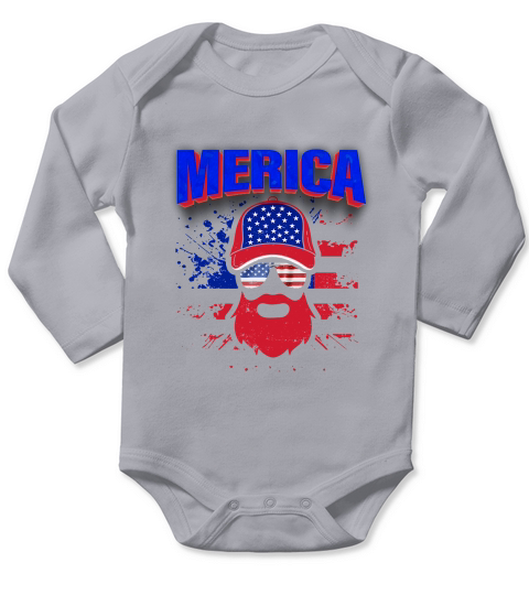 Merica Independence Day 4th Of July Long Sleeve Baby One-Piece
