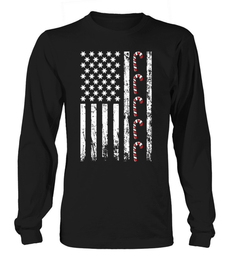 American Christmas Vintage Flag Cane Candy Xmas Long sleeved Unisex