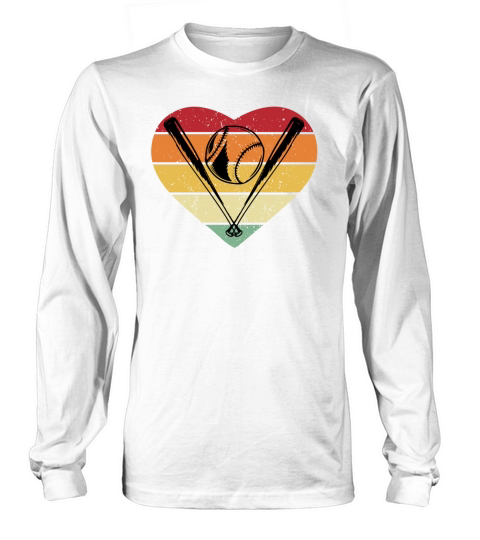 Sunset Retro Vintage Baseball Heart Long sleeved Unisex