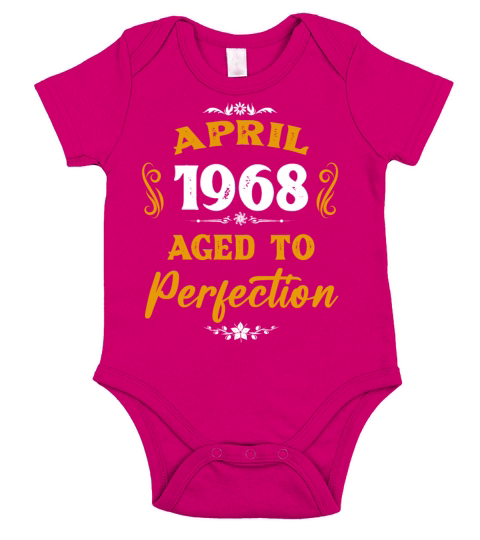 April 1968 Vintage Birthday Present Short Sleeve Baby One-Piece