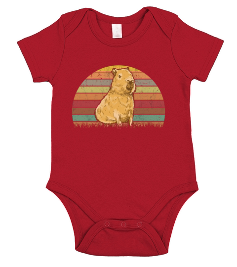 Capybara Retro Vintage Short Sleeve Baby One-Piece