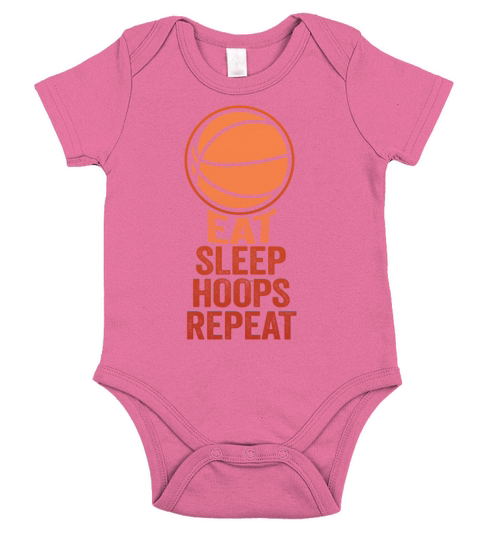 Eat Sleep Hoops Repeat Basketball Team Short Sleeve Baby One-Piece