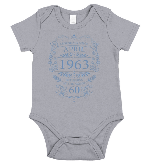 Life begins at 60 years old April 1963 vintage Short Sleeve Baby One-Piece