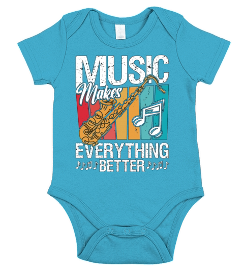 Saxophone Music Makes Everything Retro Instrument Short Sleeve Baby One-Piece