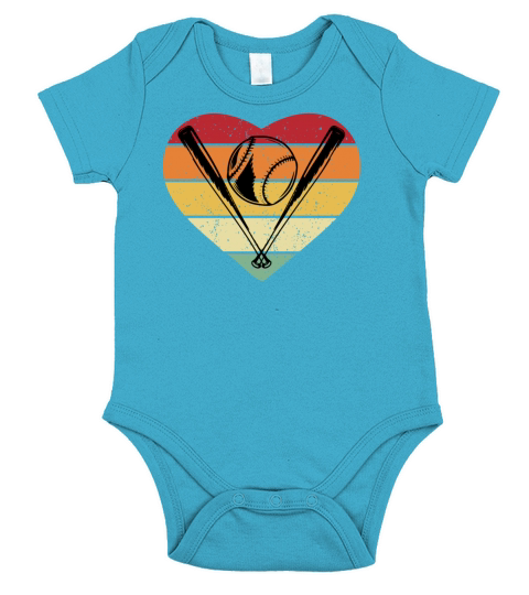 Sunset Retro Vintage Baseball Heart Short Sleeve Baby One-Piece