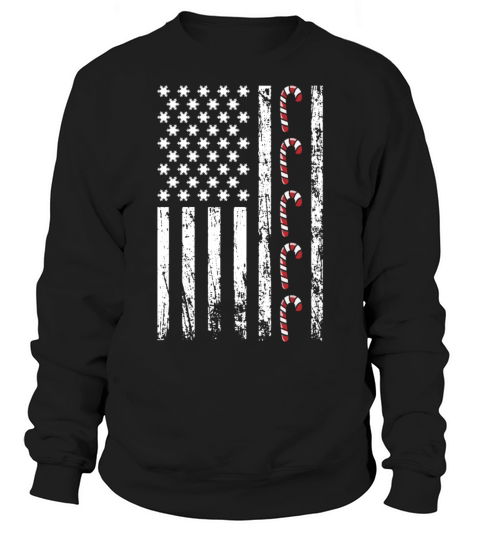 American Christmas Vintage Flag Cane Candy Xmas Sweatshirt Unisex