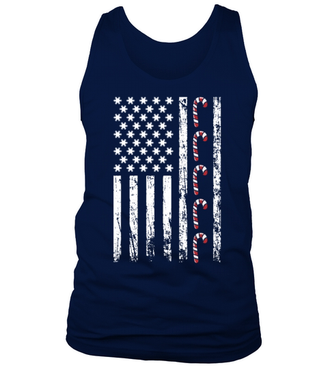 American Christmas Vintage Flag Cane Candy Xmas Tank Top Unisex