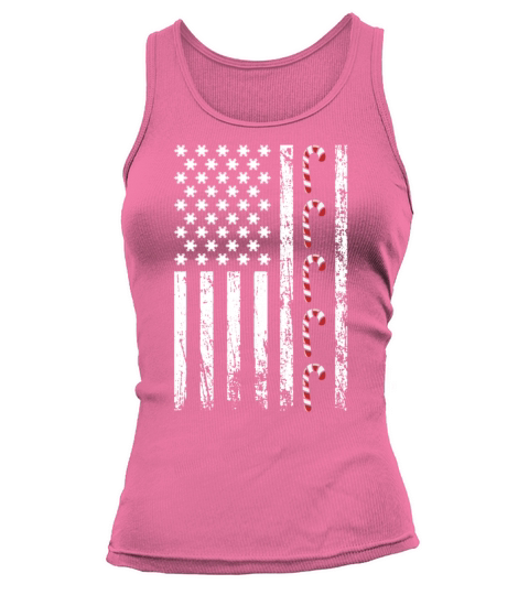 American Christmas Vintage Flag Cane Candy Xmas Tank top Woman