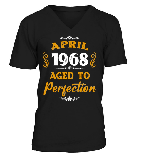 April 1968 Vintage Birthday Present V-Neck T-shirt