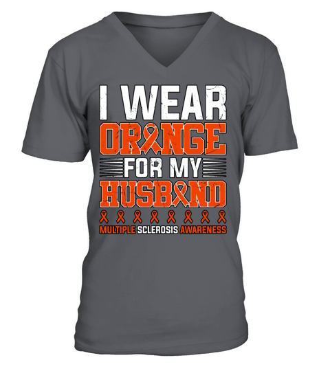 I Wear Orange For My Husband Multiple Sclerosis V-Neck T-shirt