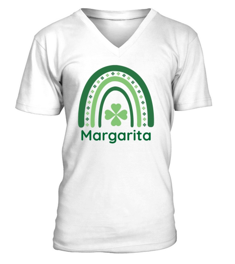 Margarita Clover Charm Boho Rainbow V-Neck T-shirt